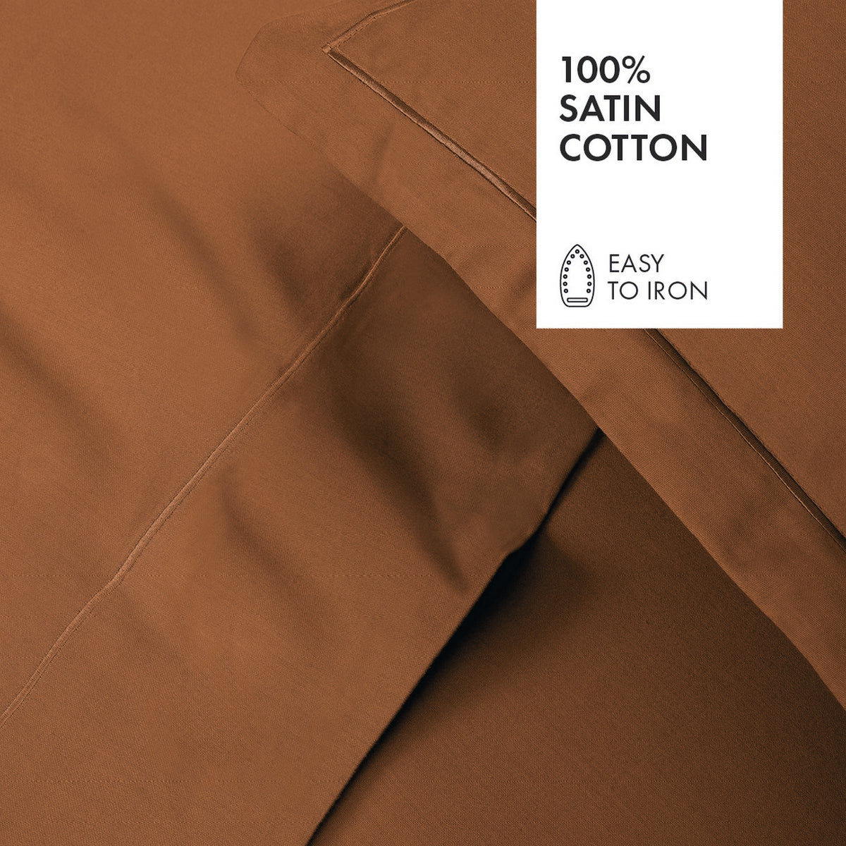 Taie D'Oreiller Satin De Coton - Uni 1 Baratta Marron 01