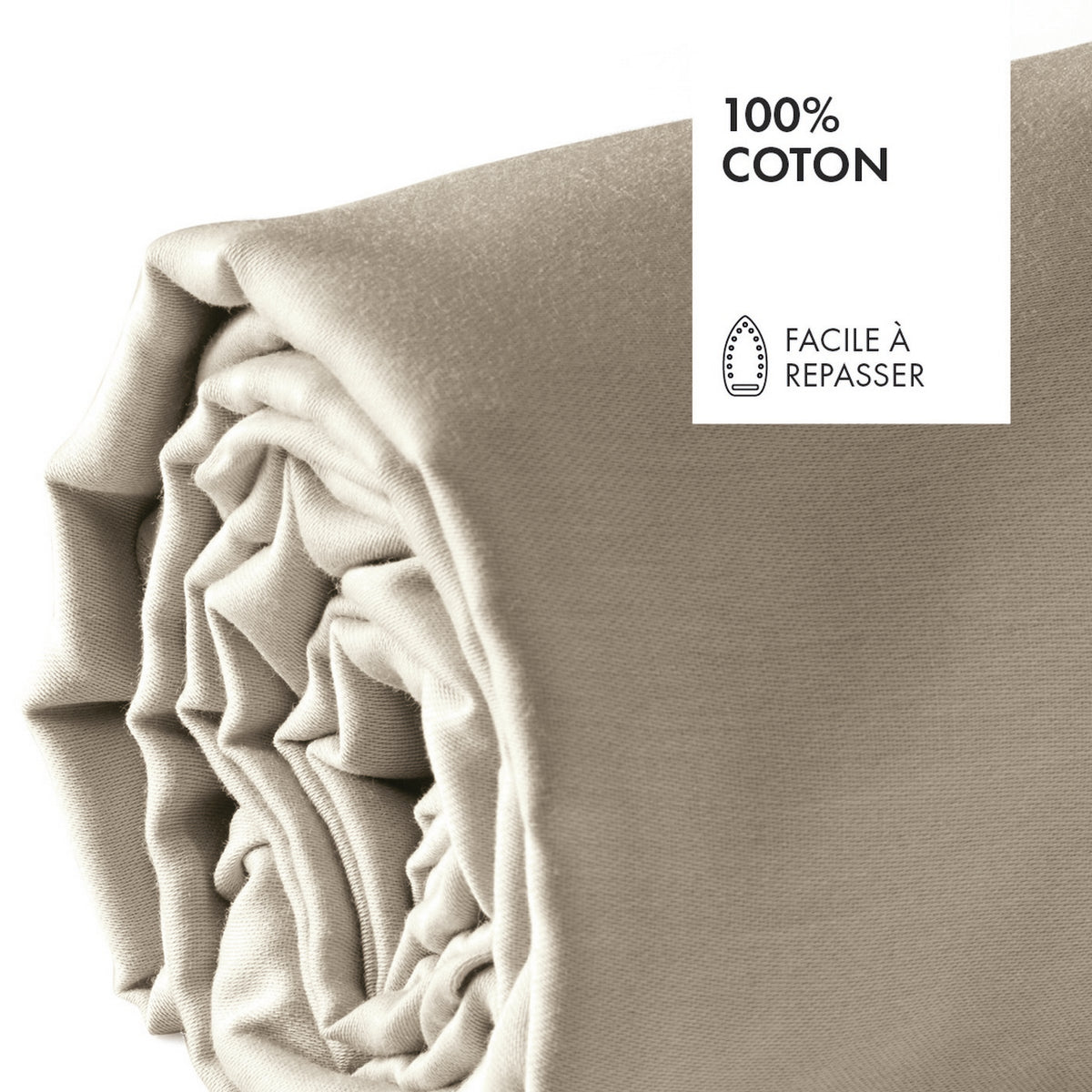 Cotton Sateen Fitted Sheet - Plain Taupe 01
