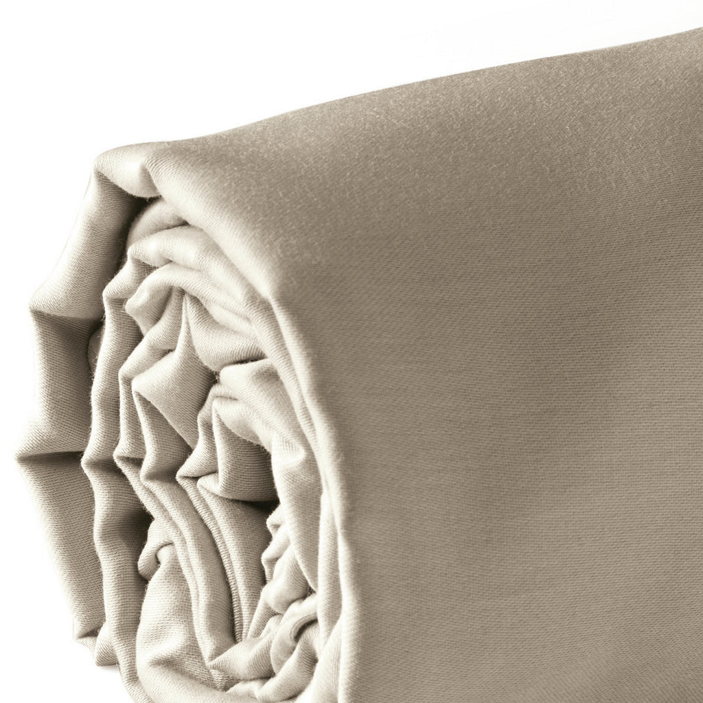 Cotton Sateen Fitted Sheet - Plain Taupe 01