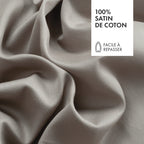 Laken katoensatijn - Uni 1 Baratta taupe 01
