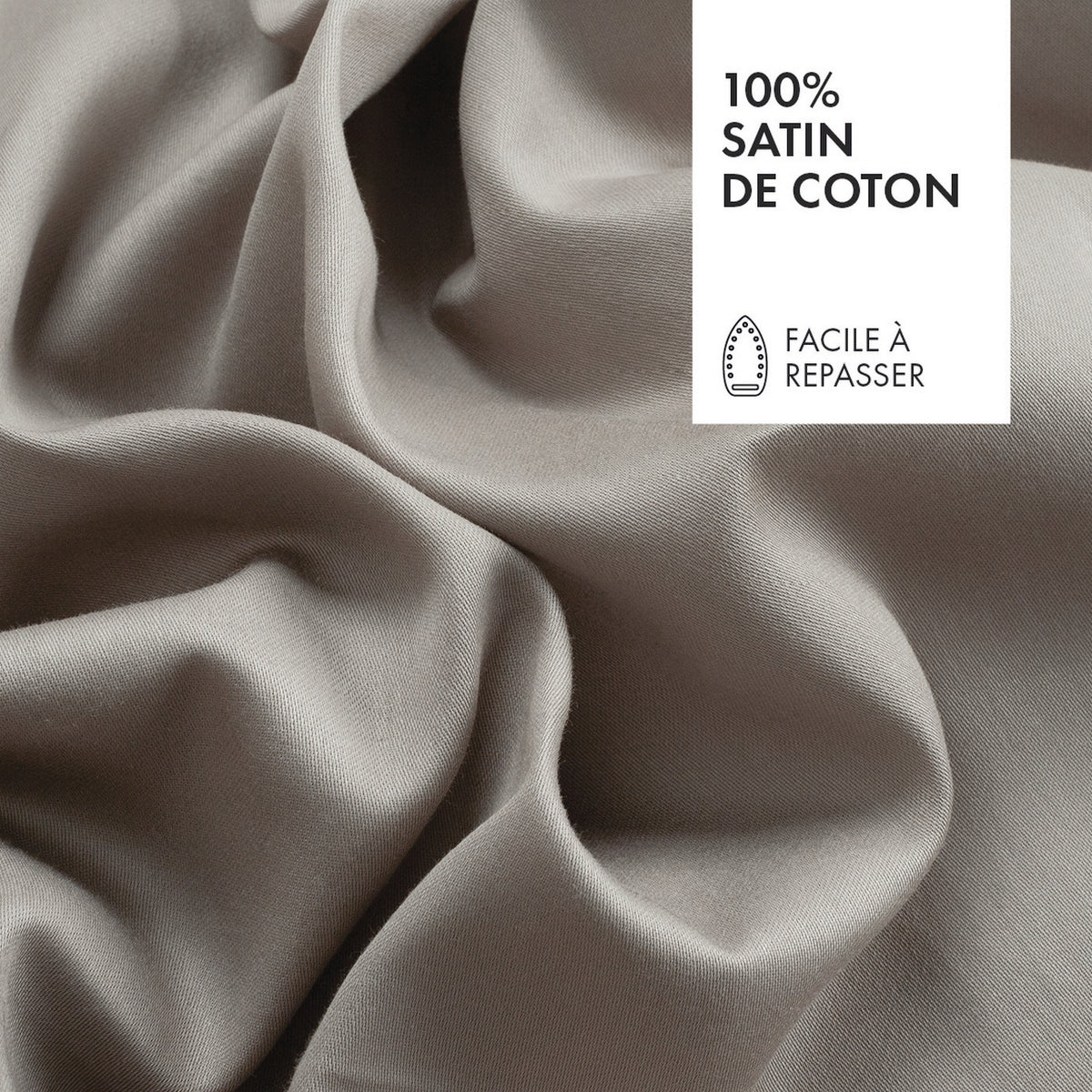 Laken katoensatijn - Uni 1 Baratta taupe 01
