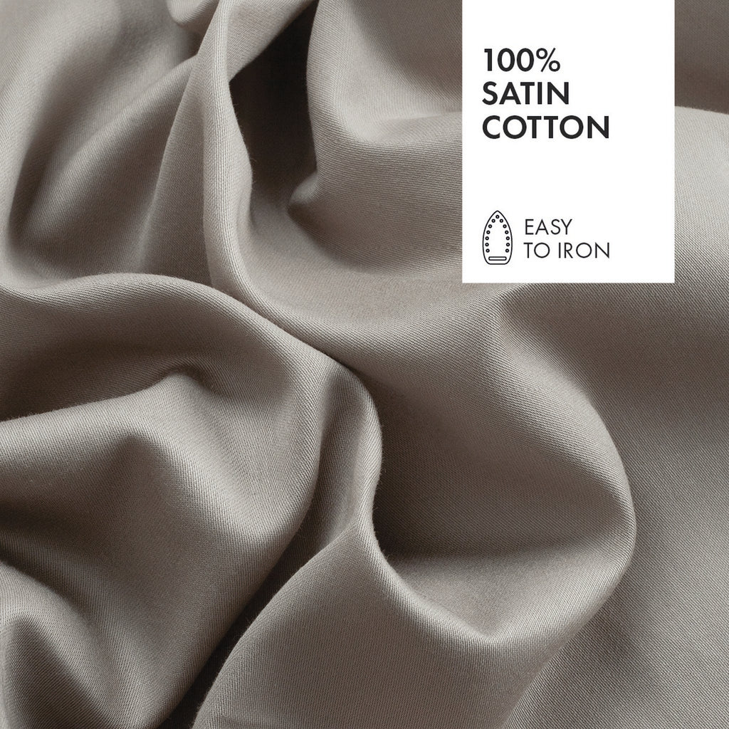 Laken katoensatijn - Uni 1 Baratta taupe 01
