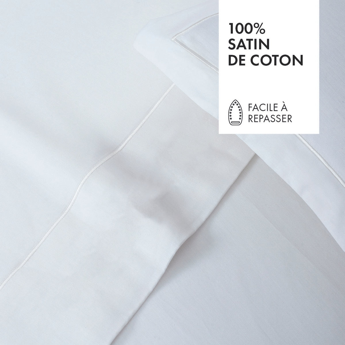 Taie D'Oreiller Satin De Coton - Uni 1 Baratta Blanc 01