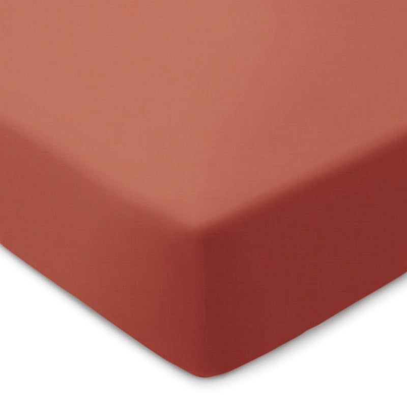 Plain Washed Cotton Fitted Sheet Orange