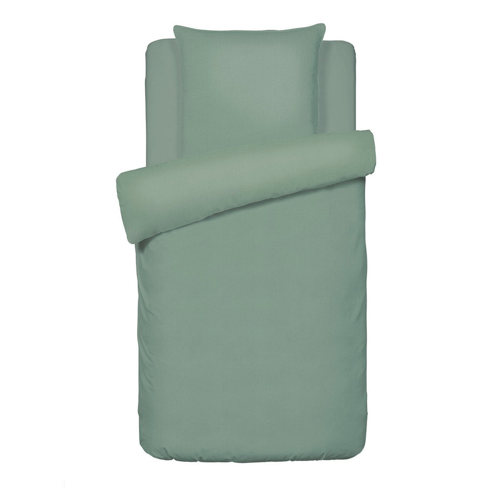 Funda Nórdica + Funda De Almohada Gasa De Algodón - Liso Verde 12