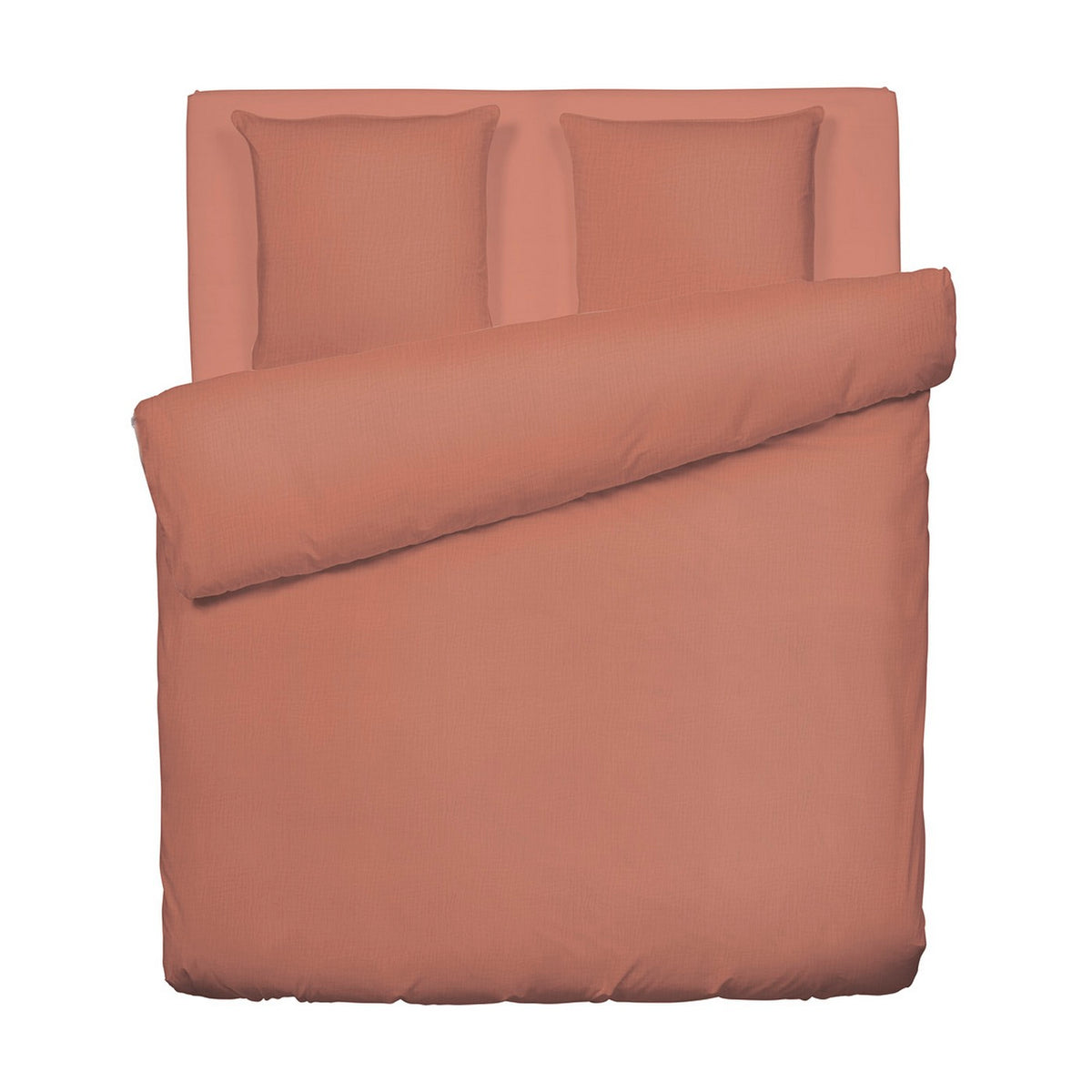 Housse De Couette + Taie D'Oreiller Gaze De Coton - Uni Terracotta 02