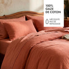 Taie D'Oreiller Gaze De Coton - Uni Terracotta 02
