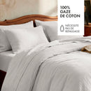 Taie D'Oreiller Gaze De Coton - Uni Blanc 02