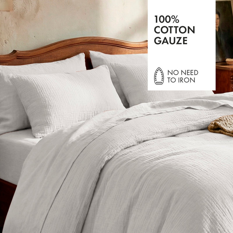 Taie D'Oreiller Gaze De Coton - Uni Blanc 02