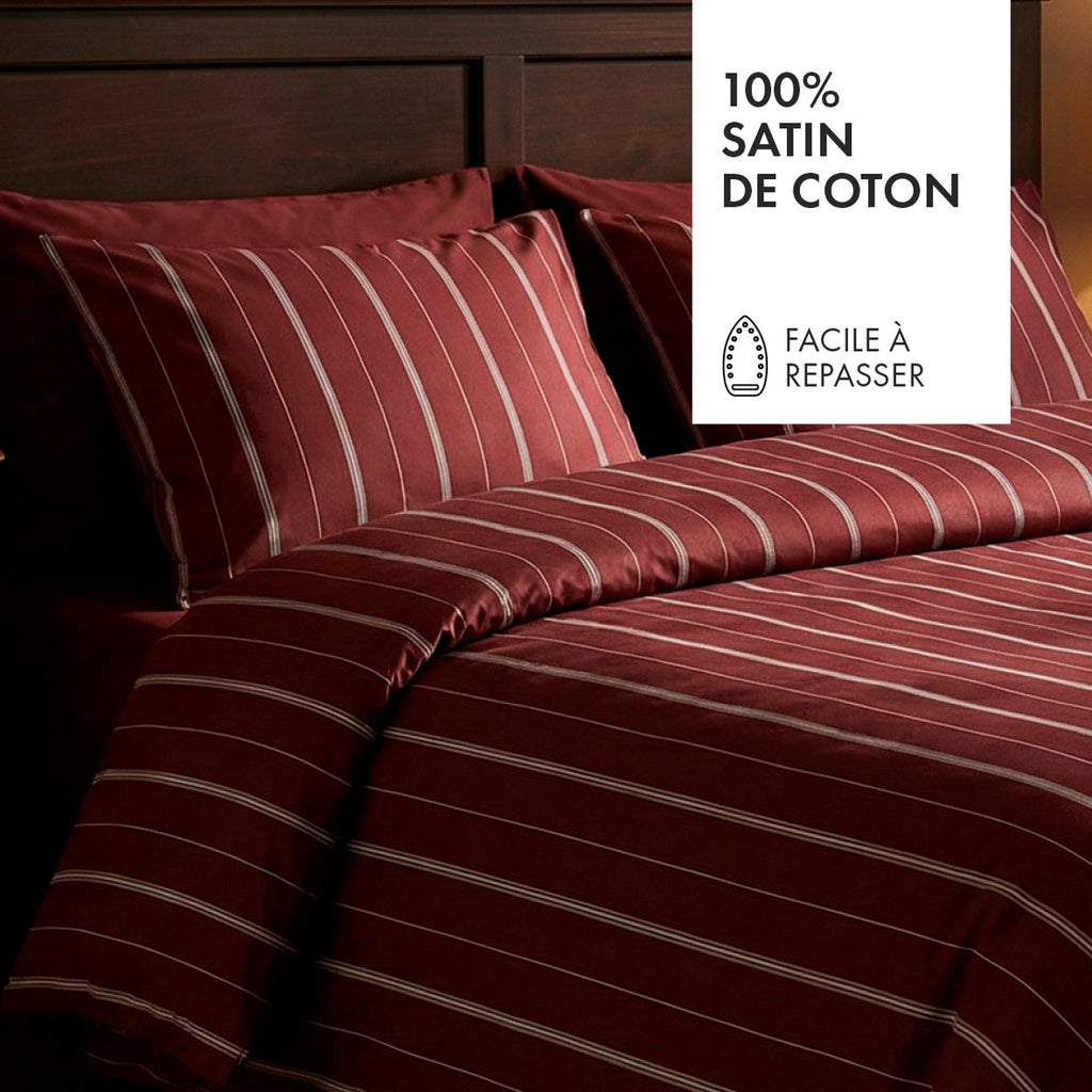 Taie D'Oreiller Satin De Coton - Elior Bordeaux
