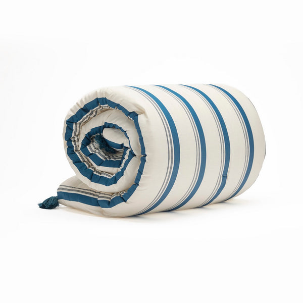 Trapuntino Con Nappe In Raso Di Cotone - Sira Bianco / Blu