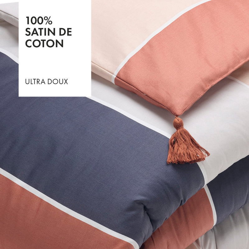 Édredon Avec Glands Satin De Coton - Terres Douces Brun