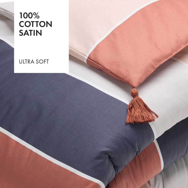 Édredon Avec Glands Satin De Coton - Terres Douces Brun