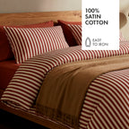 Housse De Couette + Taie D'Oreiller Satin De Coton - Tyra Rouge