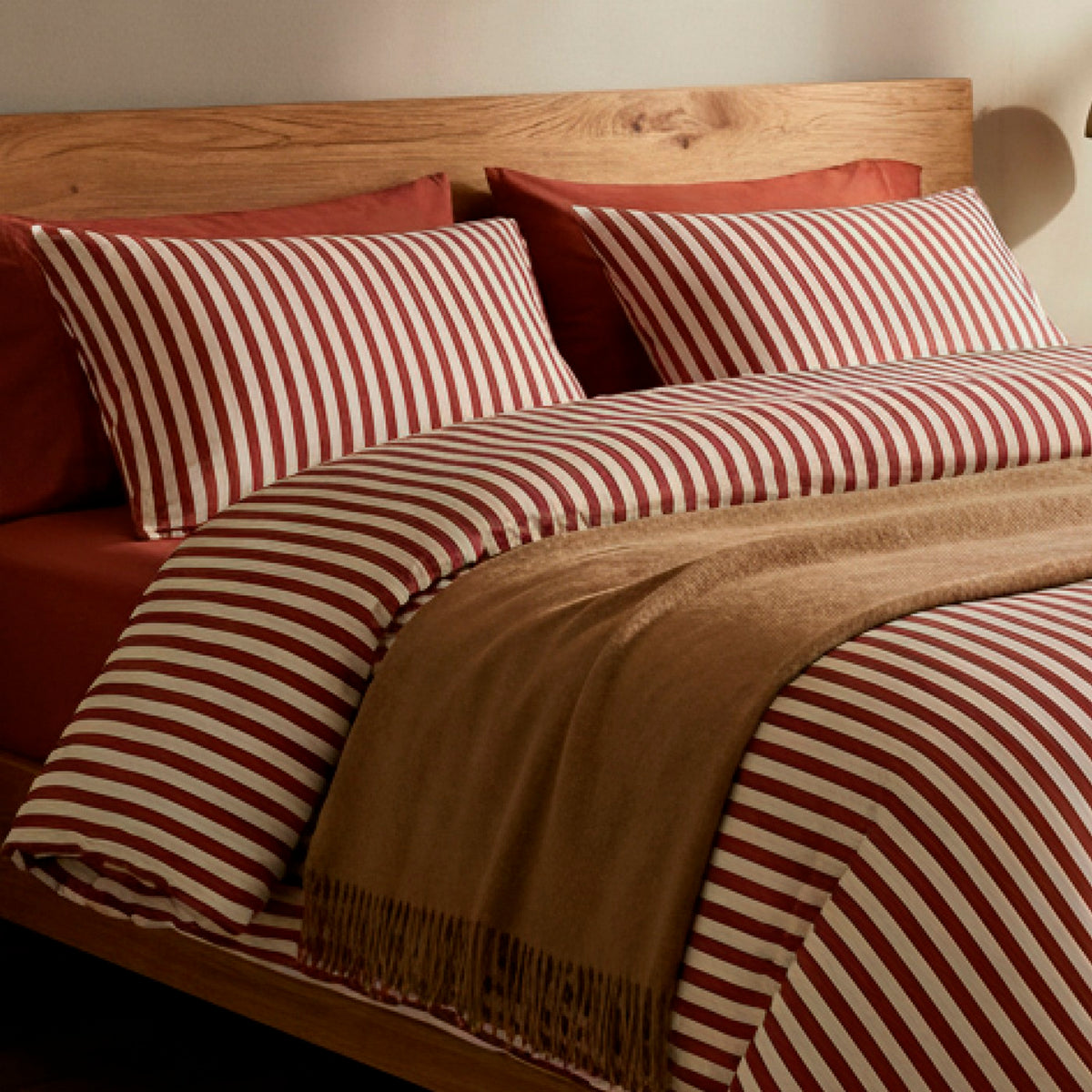 Housse De Couette + Taie D'Oreiller Satin De Coton - Tyra Rouge