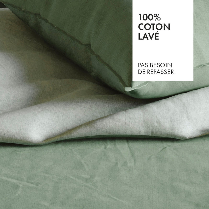 Funda de almohada lisa de algodón lavado Verde Claro