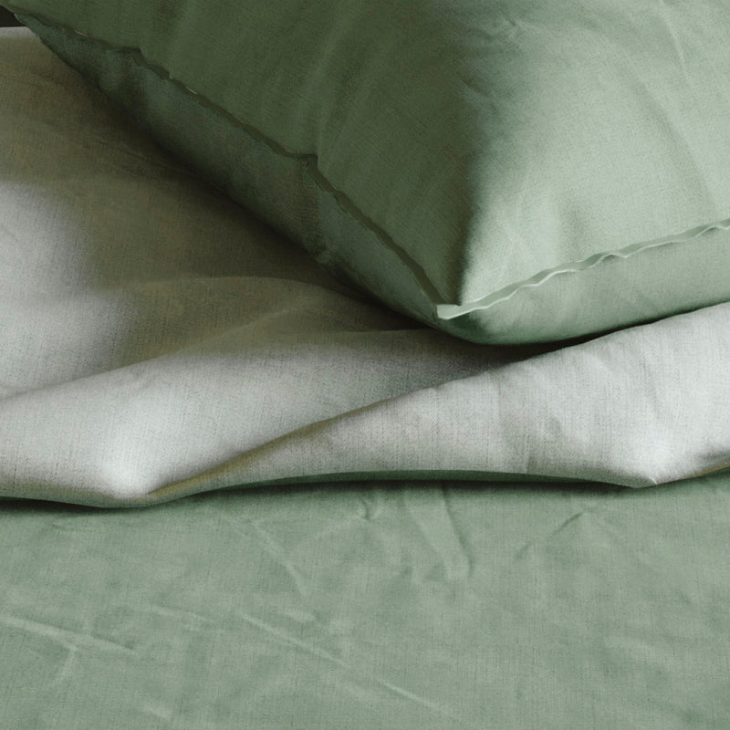 Funda de almohada lisa de algodón lavado Verde Claro