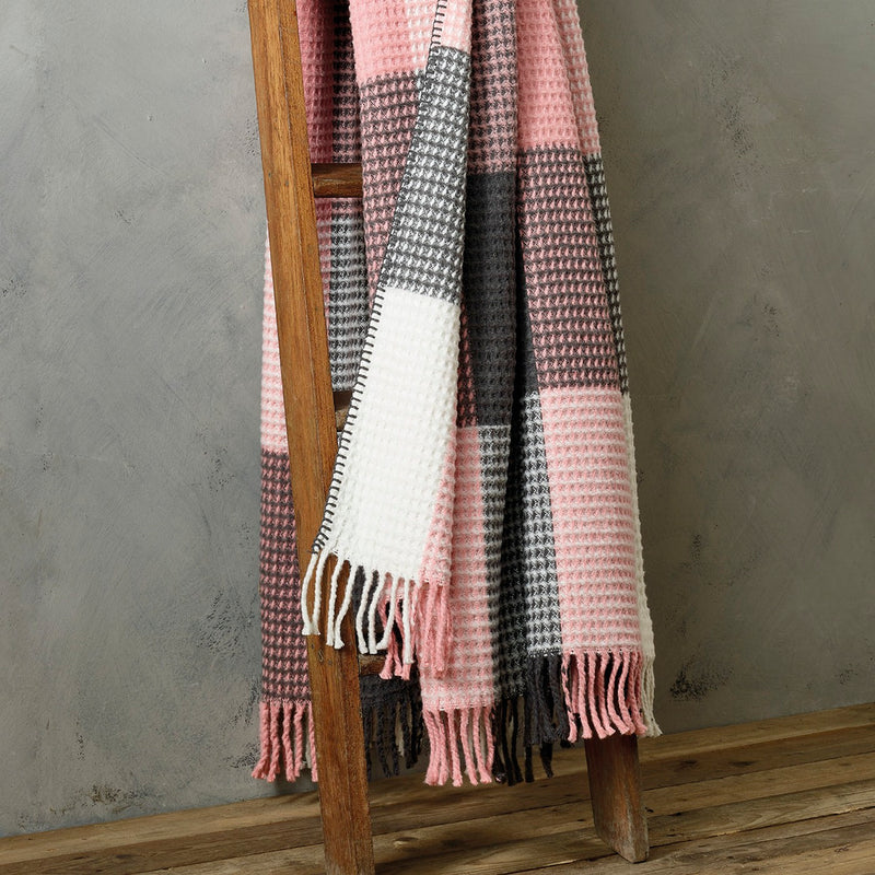 Waffle Tartan Woven Cotton Plaid - Pink / gray