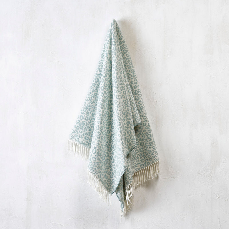 Plaid Tissé Léopard En Coton - Menthe