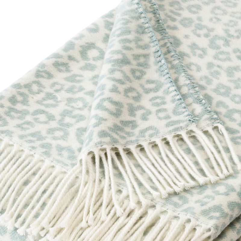 Plaid Tissé Léopard En Coton - Menthe
