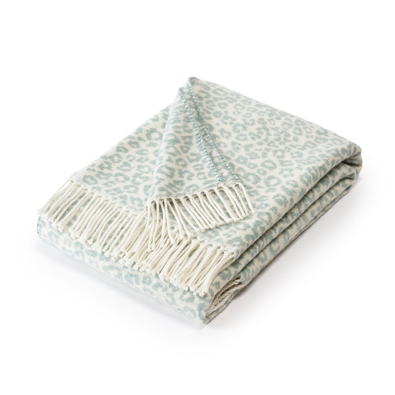 Plaid Tissé Léopard En Coton - Menthe