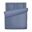 Housse De Couette + 2 Taies D'Oreiller Satin De Coton Rayure Tissé Jacquard Bleu