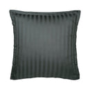 Juego de 2 fundas de almohada de satén de algodón a rayas tejidas en jacquard gris oscuro