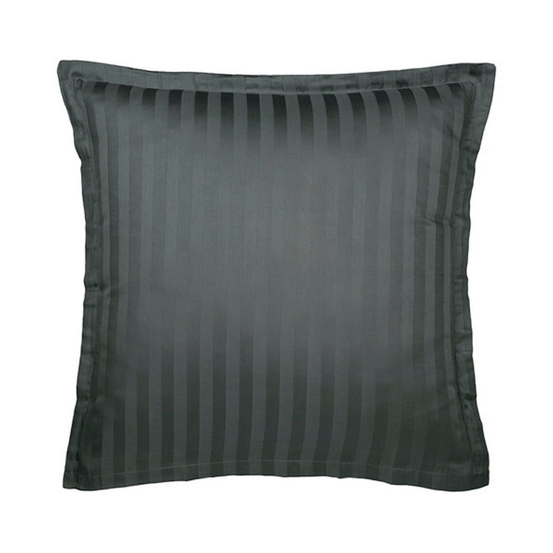 Juego de 2 fundas de almohada de satén de algodón a rayas tejidas en jacquard gris oscuro