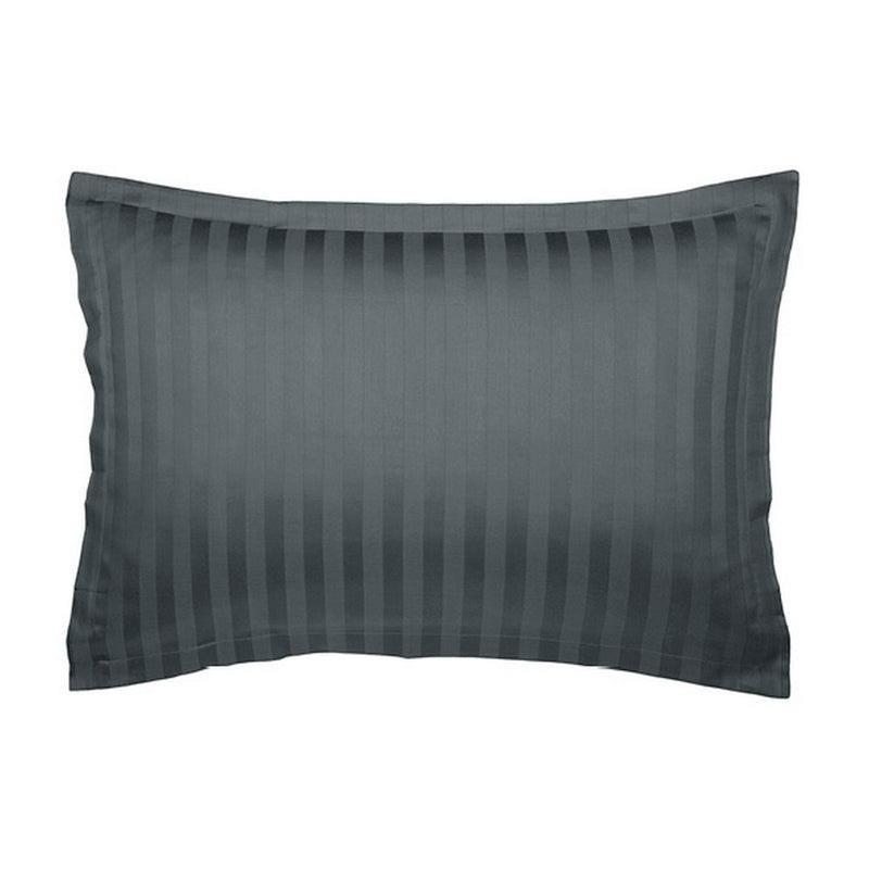 Juego de 2 fundas de almohada de satén de algodón a rayas tejidas en jacquard gris oscuro