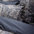 Cotton Sateen Duvet Cover + Pillowcase - Paisley Grey / Taupe