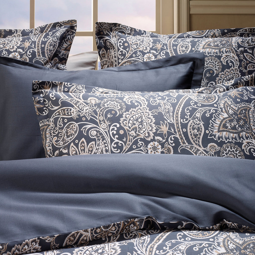 Cotton Sateen Duvet Cover + Pillowcase - Paisley Grey / Taupe