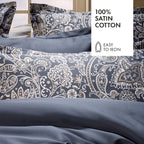 Set Di 2 Federe In Raso Di Cotone - Paisley Grigio / Tortora