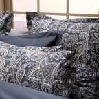 Set Di 2 Federe In Raso Di Cotone - Paisley Grigio / Tortora