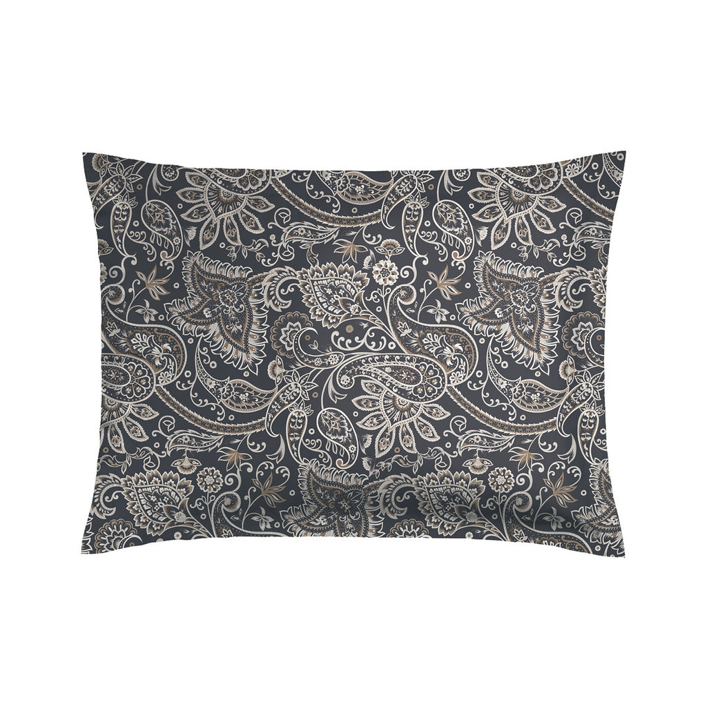 Set Di 2 Federe In Raso Di Cotone - Paisley Grigio / Tortora