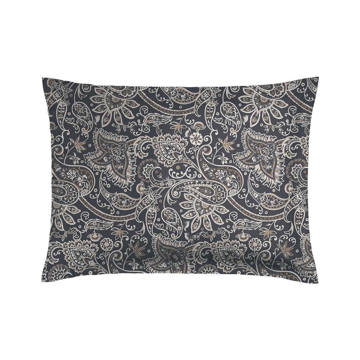 Set Di 2 Federe In Raso Di Cotone - Paisley Grigio / Tortora