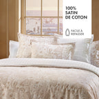 Housse De Couette + Taie D'Oreiller Satin De Coton - Paisley Taupe