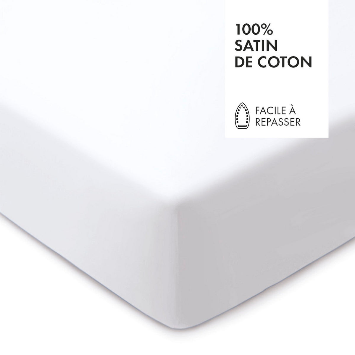 Drap-Housse Satin De Coton - Uni Blanc