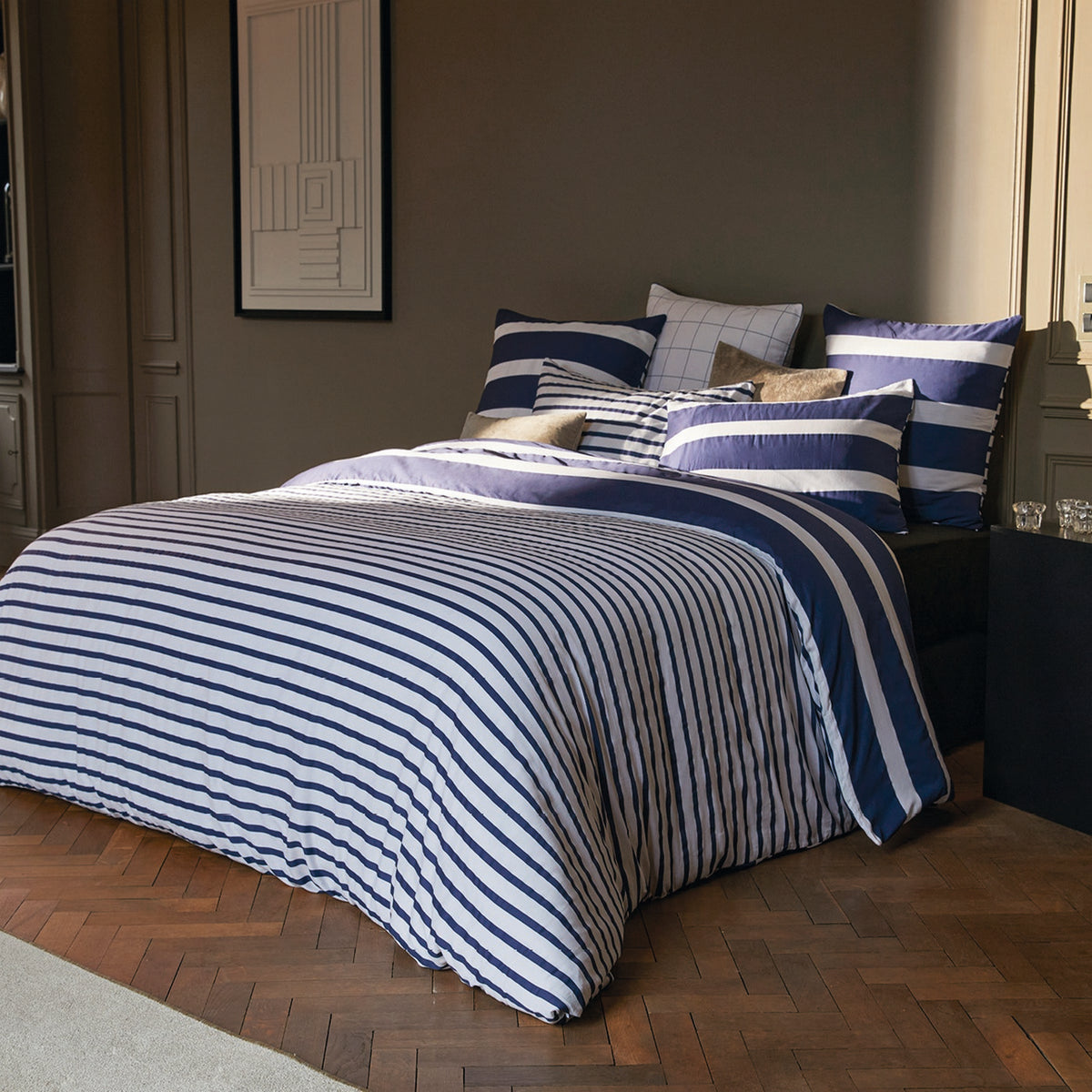 Set De 2 Taies D'Oreiller Satin De Coton - Horizon Bleu