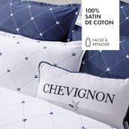 Housse De Couette + Taie D'Oreiller Satin De Coton - Canards Evy Bleu