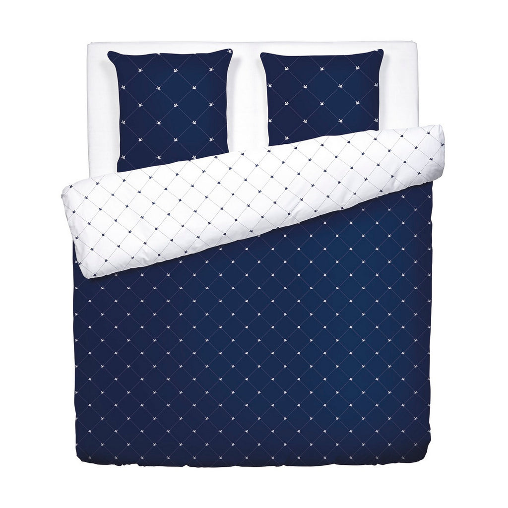 Funda Nórdica + 2 Fundas De Almohada Satén De Algodón - Canards Evy Azul