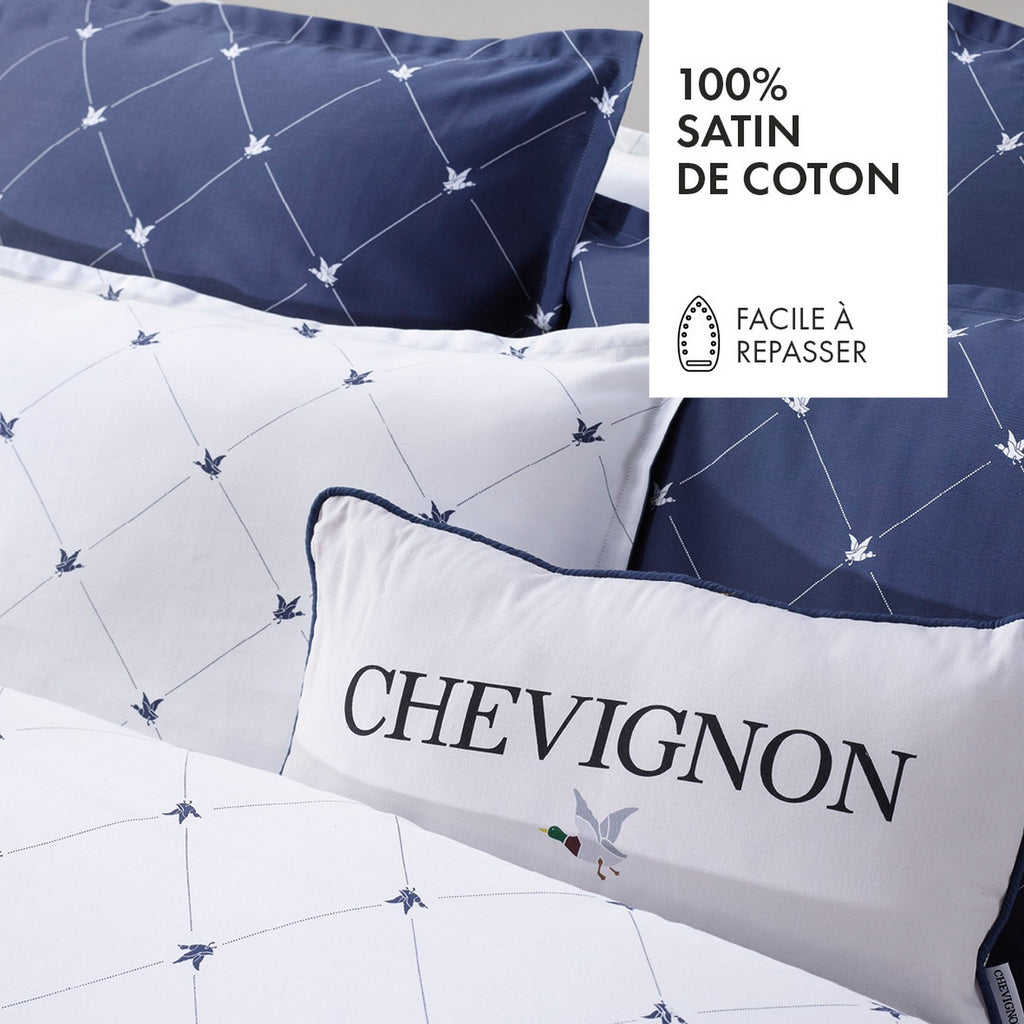 Funda Nórdica + 2 Fundas De Almohada Satén De Algodón - Canards Evy Azul