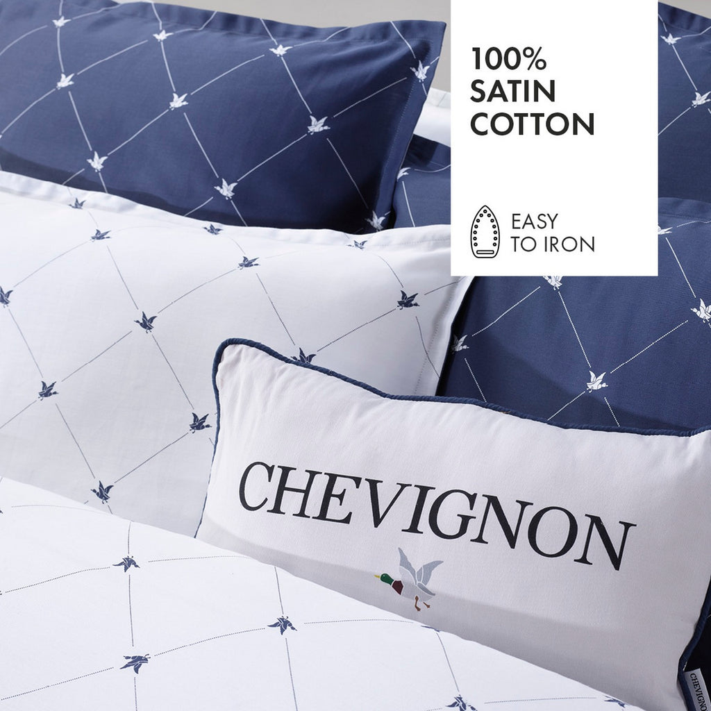 Funda Nórdica + 2 Fundas De Almohada Satén De Algodón - Canards Evy Azul