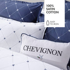 Funda Nórdica + 2 Fundas De Almohada Satén De Algodón - Canards Evy Azul