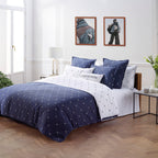 Funda Nórdica + 2 Fundas De Almohada Satén De Algodón - Canards Evy Azul