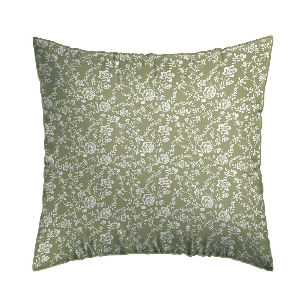 Set De 2 Taies D'Oreiller Satin De Coton - Fleurs Vert