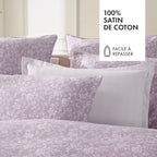 Set De 2 Taies D'Oreiller Satin De Coton - Fleurs Lavande