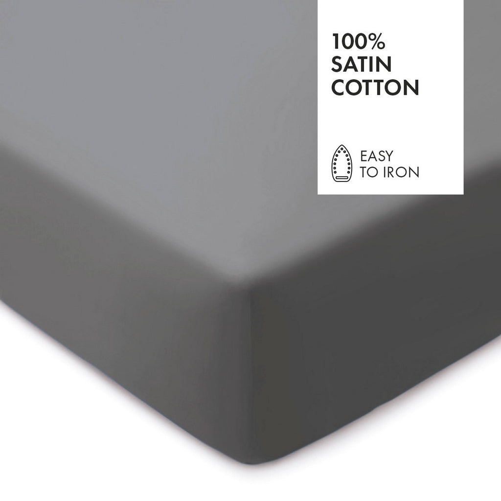 Drap-Housse Satin De Coton - Uni Gris Clair