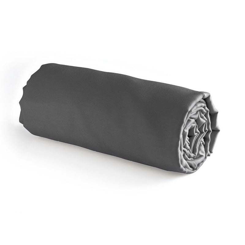 Drap-Housse Satin De Coton Uni Gris Foncé