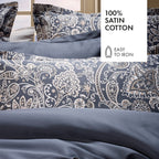 Set Di 2 Federe In Raso Di Cotone - Paisley Grigio / Tortora