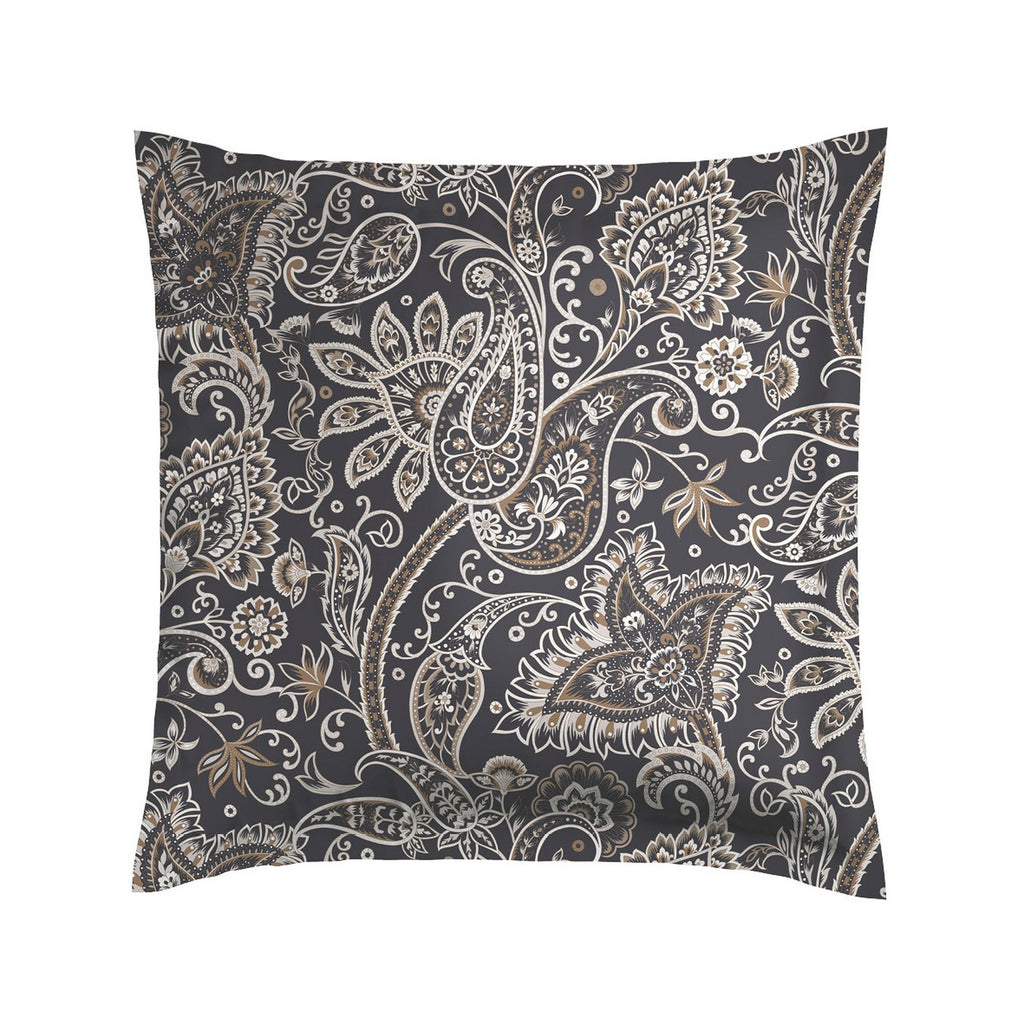 Set Di 2 Federe In Raso Di Cotone - Paisley Grigio / Tortora